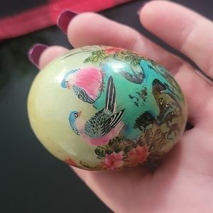 SIGNED Hand painted jade egg